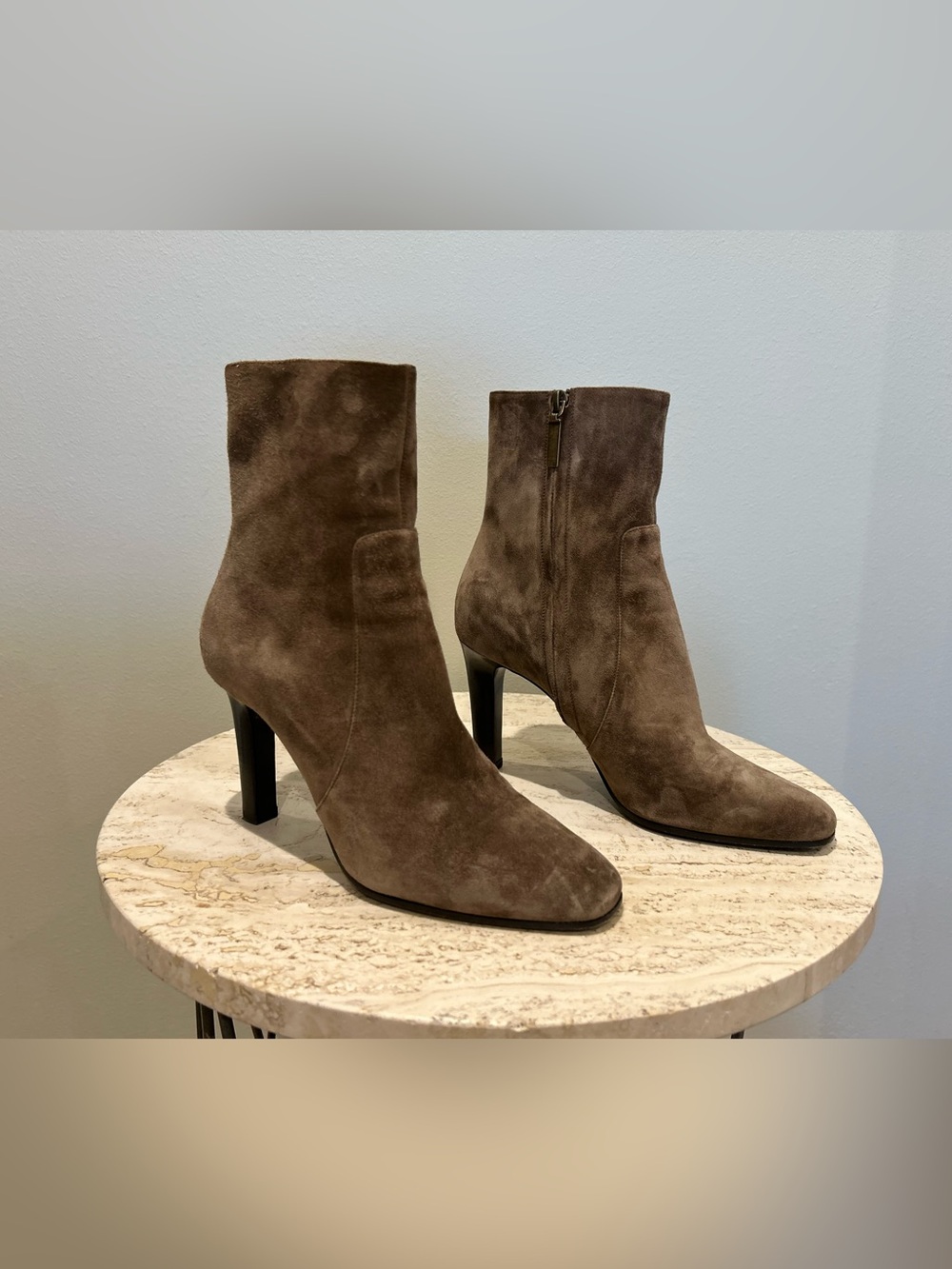 Saint Laurent Jane Suede Heeled Boots Brown 40.5 or 10-10.5